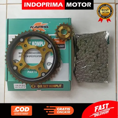 KAPPA GEAR SET KOMPLIT CB150 LAMA K15. GIGI TARIK GOLD DAN RANTAI MEGA PRO. GL PRO