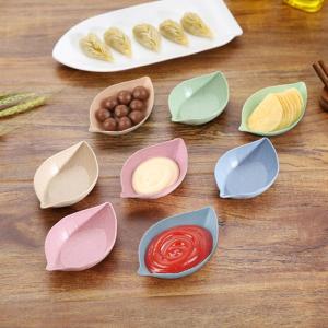 Multifunctional Leaf-Shape Small Seasoning Saucers Wheat Straw Sauce Dish For Vinegar/Salad Soy Sauce/Wasabi/Chili Oil