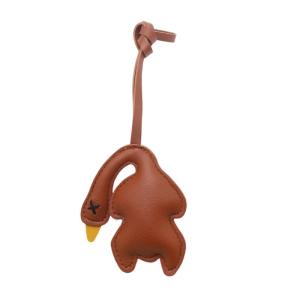 Cute Roast Duck Design Keychain For Keys Bags Car Decoration Soft PU Leather Keyring Fashionable Accessory Gift