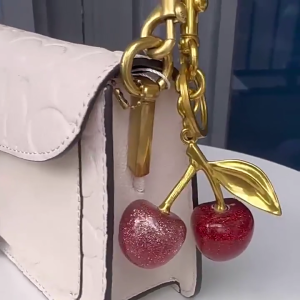 Lightweight Cherry Keyring Shape Keychain Purse Charm Stylish Backpack Accessory for Trendy Women and Teens