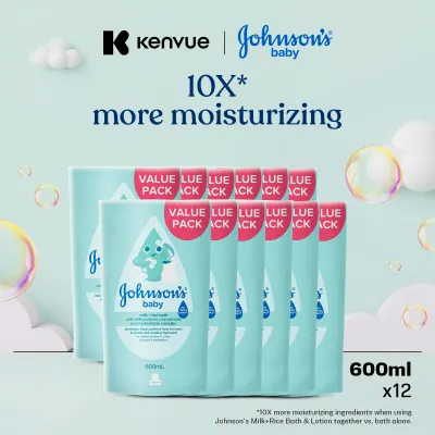 Johnsons Baby Milk + Rice Bath 600ml [Twin Pack] x 6