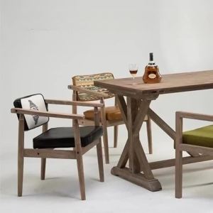 FFBH Solid Wood Dining Chair European Living Room Dining Chair Retro Simple Back Coffee Chairs Sturdy Durable Portable Furniture M1Y4T