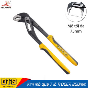 Kìm mỏ quạ 7 lỗ đa năng thép đúc nguyên khối RDEER 10 inch/ 250mm kìm kẹp giữ điều chỉnh khẩu độ ngàm linh hoạt  vặn ống nước chuyên nghiệp