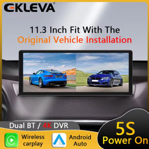 EKLEVA 11.3 Inch 4K Car DVR Camera Wireless Carplay&Android Auto Screen Dash Cam Dual Lens Recorder Navigation Dashboard Monitor
