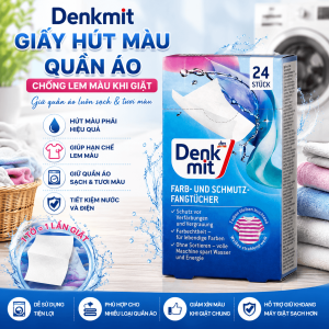Giấy Giặt Chống Phai Màu Denkmit Hỗ Trợ Giữ Màu Quần Áo Hộp 24 Miếng