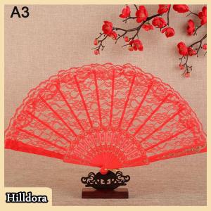 [Hilldora] Vintage Style Lace Folding Fan Chinese Japanese Pattern Art Craft Gift Decor