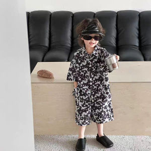Boys Terno for Kids Loose Short Sleeved Shirt + Shorts Set Summer Casual Outfit Trendy & Breathable