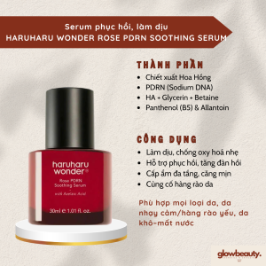 Serum Haruharu Wonder Rose PDRN Soothing 30ml – Làm Dịu Phục Hồi Cấp Ẩm Căng Mịn