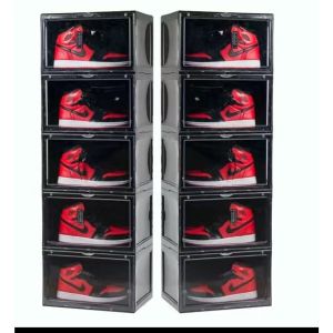 XTRA LARGE Clear Sneaker Shoe Box with Magnetic Lids Stackable Boxes