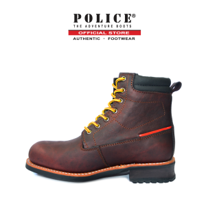 POLICE® 93063 Mens 7" Premium Safety Work Boot - Steel Toe Cap Steel Plate Goodyear Welt Genuine Top Grain Leather