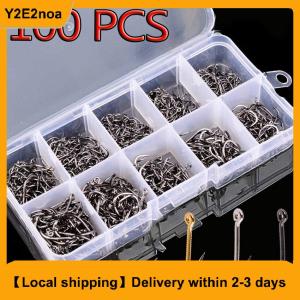 【Local shipping】 100Pcs Fishing Hooks Set Carbon Steel Single Circle Fishing Hook Fly Fishing Jip Barbed Carp Hooks Sea Tackle Accessories