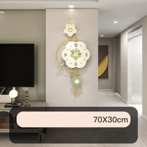 นาฬิกาแขวนผนังควอตซ์สไตล์นอร์ดิกสมัยใหม่แบบมินิมอลนาฬิกาดอกไม้แฟชั่นขนาดใหญ่ปิดเสียงอย่างสร้างสรรค์บ้านห้องนั่งเล่นร้านอาหารตกแต่งทางเข้า70x30cm ผนัง