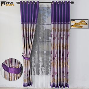 Gorden Pintu Kamar Bahan Blackout Import Mewah Panjang 230 cm Kain Tebal Motif Bunga Tulip