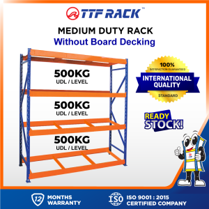 TTF Rack™️ (IHB) Ideal Longspan Shelving Rack (H)240-270cm 12mm WITHOUT BOARD Duty Rack 4 Levels Warehouse Racking