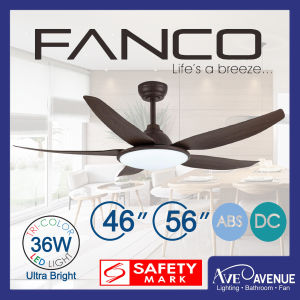 (With Basic Installation Promo) Fanco Tributo DC Motor 5 Blade Ceiling Fan with 3 Tone 36W Ultra Bright LED Light Kit and Remote Control