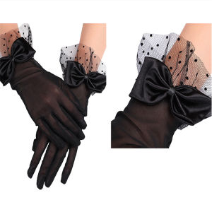 Hang qiao shopWomen Black White Summer Uv-proof Driving Gloves Mesh Fishnet Gloves Lace Mittens Full Finger Girls Lace Fashion Gloves