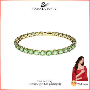 ♈ Swarovski ♈ Vòng tay thời trang nữ Mạ vàng cắt tròn pha lê xanh đá quý ma trận nhẫn cầu thủ quần vợt Quà tặng ngày lễ tình nhân Quà tặng sinh nhật
