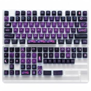 The Black Cat In Church Style Keycaps 129 keys PBT Material Key Cap Tops For Mx Switch Mechanical Keyboard Key Covers