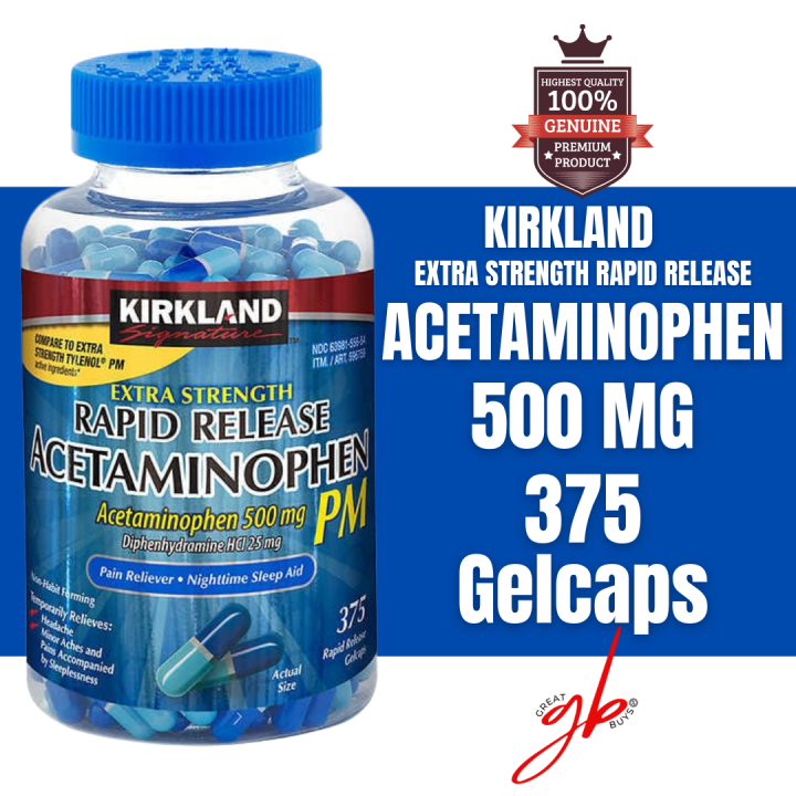 Kirkland Signature Acetaminophen PM 500 mg., 375 Capsules (similar to