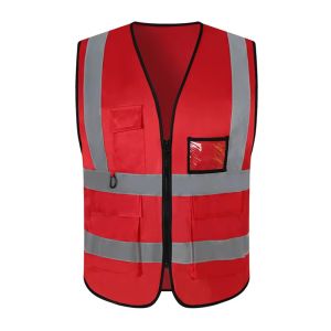 JX Adult Safety Vest Visibility Reflective Vest With D-ring Safety Warning Site(Multiple Pockets)