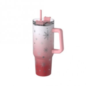 Double Wall Vacuum Insulation Stainless Steel Christmas Mug With Lid 40oz Tumbler With Handle