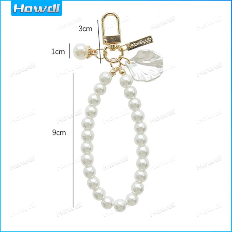 ABLY White Imitation Pearl Chain Keychain Backpack Key Accessory With...