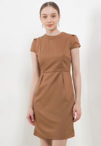 LLACES Cloting - Dress Wanita - LL Fitted Dress  - Brown