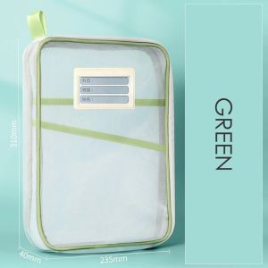 DD File A4 Pocket Student Transparent Mesh L-Shape Zipper Folder Stationery Organizer Bag Document Storage Beg School Homework Subject