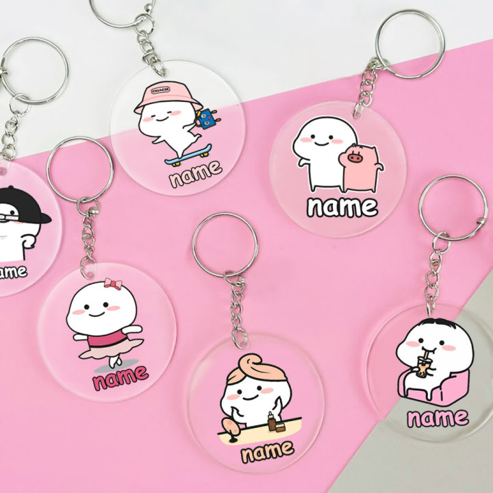 Personalized Quby Acrylic Keychain Cute Car Key Strap Bag Pendant