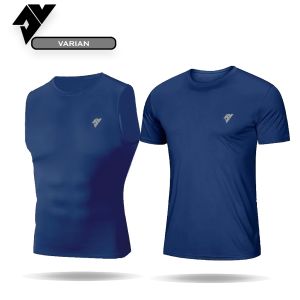 NJSTORE - PAKET 2 pcs Baselayer Kaos Singlet Pria Wanita Manset Tanpa Lengan Pendek Olahraga Gym Sepeda Lari