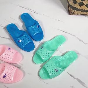 [Free Shipping] WomenS Indoor Slippers With Flat Soles Soft Bottom Non-Slip Hollowed-Out Breathable Suitable For Mothers Transparent Crystal Plastic Slippers