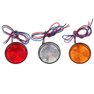 SFJHF 24 SMD Indicator Light White/Yellow/Red Car Round Tail Lights Warning Light Bulbs Turn Singal Light Motorcycle Brake Stop Marker Lamp