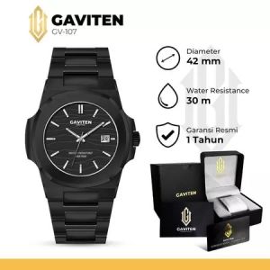 Gaviten Jam Tangan Pria Gaviten GV 107 Full Black Original Garansi Resmi 1 Tahun - Stainless Steel