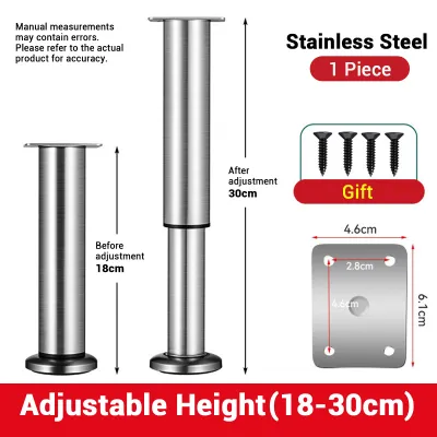 Adjustable Stainless Steel Table Leg kaki Meja Bed Leg Support Kaki Sofa Cabinet Leg Furniture Feet