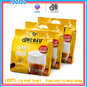 (TÚI LỚN TIẾT KIỆM HƠN) COMBO 03 TÚI 660G/ 90 GÓI 22G CÀ PHÊ MUỐI ÔNG BẦU - 03 TÚI 720G/ 90 GÓI 24G CAFE SỮA ĐÁ TƯƠI MỚI ÔNG BẦU - YOOSOO - 100% CÀ PHÊ THẬT TƯƠI MỚI VỊ PHA PHIN