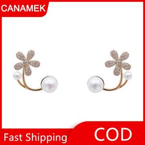 【CANAMEK】 Khuyên tai nụ hoa ngọc trai giả sang trọng phong cách Hàn Quốc Trang sức nữ tính thanh lịch đồ trang trí đám cưới