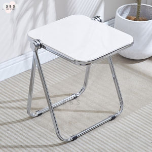 🌟SG STOCK🌟Creative acrylic transparent chair cafe chair  foldable stool compact transparent foldable coffee table