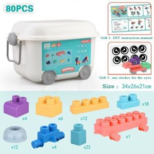 Baby Rubber Big Size Particle Bricks Toys DIY Building Blocks Big Brick Early Educational Large Soft Bricks Toy Bath For Toddler2026