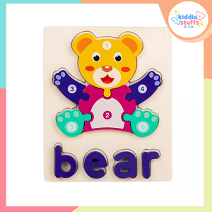 Kiddie Stuffs || Children Animal Cartoon Wooden Puzzle Toys Number Puzzle Block Shape Cognition Game For Kids CPC CE Certified