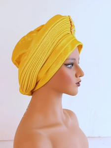Shining Yarn Turban Caps Flower Bonnet Hat Headwrap for Female Multilayered Ethnic African Wedding Turban Formal Headwrap