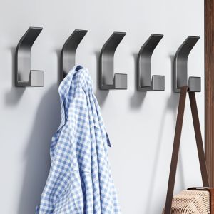VGLPOP 5PCS Wall Hooks No Drilling Double Hook Key Holder Hanger Black White Towel Hook Kitchen Accessories Storage Rack Clothes Coat Hook Bathroom