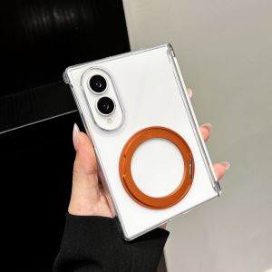 Luxury Skin Feel for Magsafe Bracket Transparent Slim Case for Samsung Galaxy Z Fold 8 Ultra 8 7 6 5 4 Magnetic Holder Cover