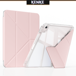 KENKE ipad Case Transparent case With Right pencil slot for ipad pro 11 inch 2nd 3rd 4th gen (2020/2021/2022)ipad air 4th gen air 5th gen ipad 10 gen mini 6 ipad 9th 8th 7th gen ipad pro 12 9 inch case Y folding cover Acrylic hard shell tablet bag