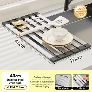 GSlife 2/3 Layers 304 Stainless Steel Dish Rrack with Drainer Dish Drying Rack Plate Bowls Storage Kitchen Racks Organizer