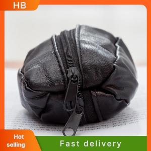 HB Men Key Case Leather Wallets Coin Purse Soft Zipper Bag Keychain Cover For Money Pocket Thin Wallets Ring Pouch Card Purse