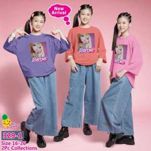 Little pineapple set blouse barbie jeans anak tanggung 10-15Y