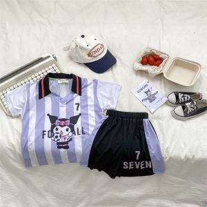 PRINCESS KESLI เสื้อแขนสั้นกางเกงขาสั้น พิมพ์ลายการ์ตูนน่ารัก ระบายอากาศ สองชิ้น ใส่สบาย 2-12 ปี