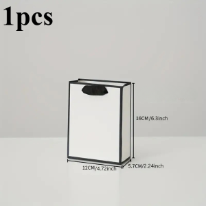 White Paper Bag Black Border Gift Craft Paper Gift Plain Rope Handle Hand bag
