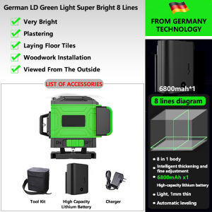 COD-Original Laser level 8/12/16 Line Green Light Self-Leveling 360° Rotary Cross 4D Laser Level For Construction LED Display Auto Measurement Tool Indoor Outdoor Self Leveling Measuring Tool