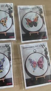 DIY Craft Art Kit embroidered detail stated in source butterfly motif organises the stated materials for a guided craft project for home craft table classroom or gift activity diy craft